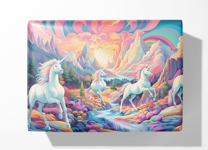 AWESOME Unicorn Wrapping Paper / Gift Wrap Birthday Princess image 4