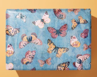 Vintage Butterfly Wrapping Paper / Girls Gift Wrap - Hand Made