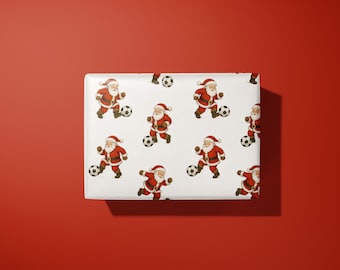 Santa Playing Football / Soccer Wrapping Paper – Football Christmas Gift Wrap