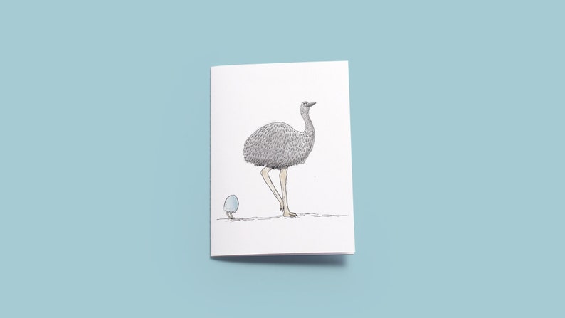 EMU & EGG Card for mothers Hand Made Perfect card for mothers day or birthdays / baby showers image 1