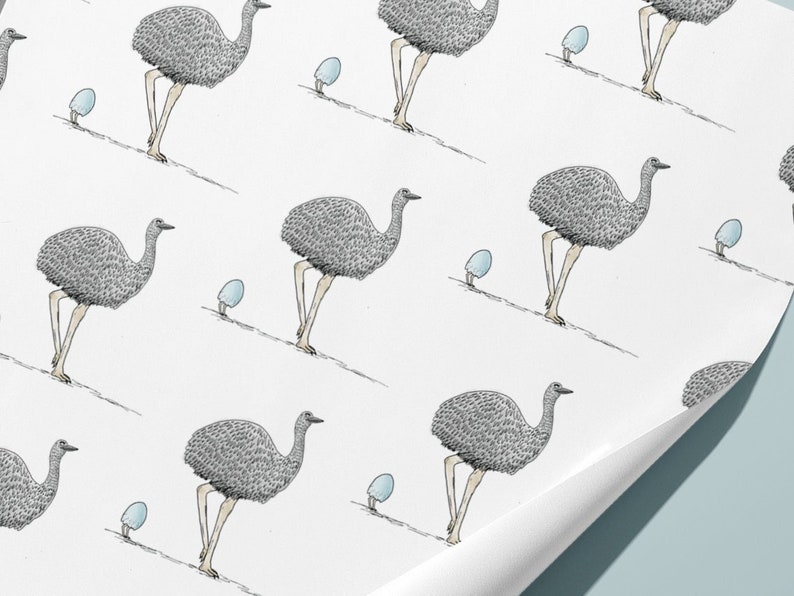 Newborn wrapping paper / Emu and chic gift wrap image 1