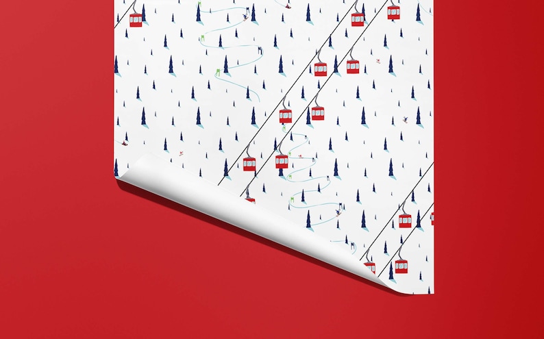 SKI Wrapping Paper Skiing and Snowboarding Gift Wrap image 2