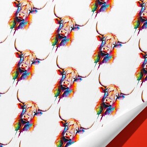 Funky Highland Cow Wrapping Paper / Gift Wrap - Watercolour - Ideal Gift image 3