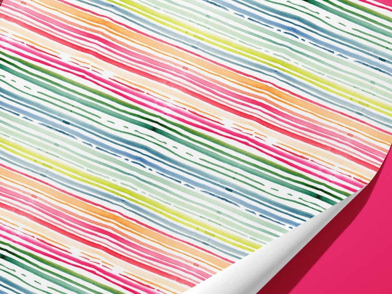 Funky watercolour stripy Wrapping Paper Birthday for kids or adults Hand Illustrated Hand Made image 2