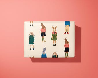 Papel de regalo para personas conejo: Papel de regalo de cumpleaños con un conejito caprichoso