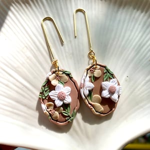 Floral Handmade Earrings, Daisy Drop Earrings, Flower Polymer Clay Earrings, Unique Statement Jewelry, Beautiful Birthday Gift For Her