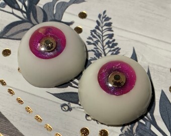 18mm Handmade Fantasy Magenta Pink Glitter Resin Eyes Craft bjd doll