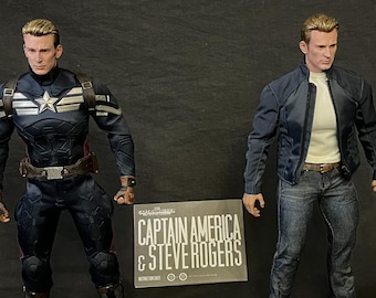 1/6カスタムヘッド　キャプテン・アメリカ　スティーブ・ロジャース 1/6 Scale Marvel Captain America Steve Rogers Helmeted Head Sculpt