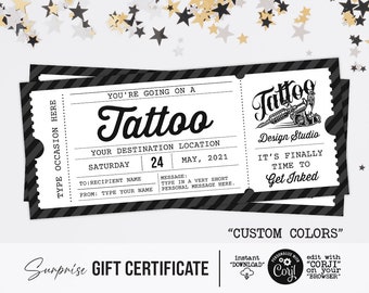Tattoo Gift Card Etsy