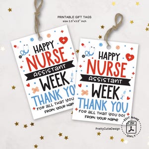 Etichette regalo stampabili per la settimana dell'assistente infermieristico: ringraziamento e apprezzamento per il personale CNA