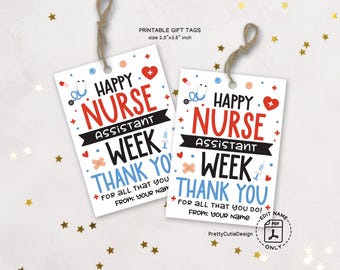 Nursing Assistant Week Gift Tags Printable: Thank You Appreciation for CNA Staff