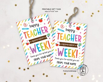 Teacher Appreciation Week Printable Gift Tags, Teacher Appreciation Tag, Thank You Teacher Gift Tags, Teacher Thank You Tags
