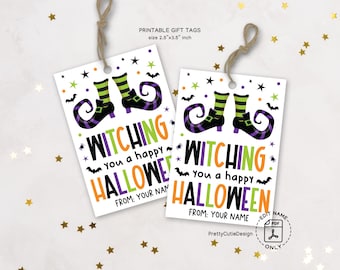 Witch Legs Halloween Gift Tags, Spooky Favor Labels (PDF Pattern)