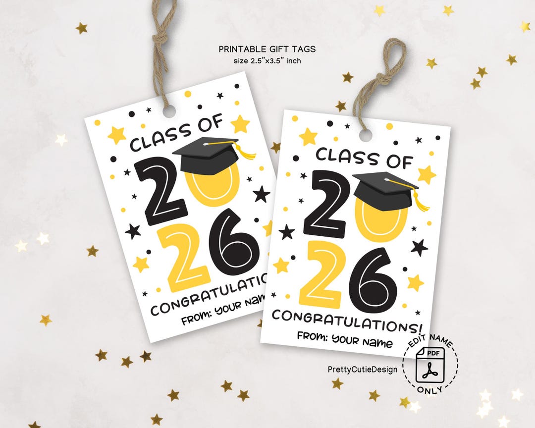 Class of 2026 Graduation Gift Tags Printable, Congrats Senior Treat Bag ...