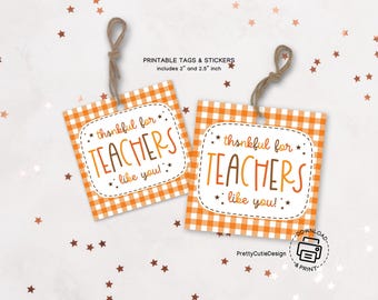Thanksgiving Teacher Gift Tags, Fall Favor Tags (PDF Download)
