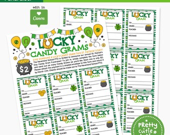 St Patricks Candy Gram Fundraiser Flyer Template, Editable St Patrick's Day School PTO PTA March Fundraiser, Nonprofit Fundraising Event