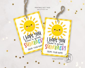 I Hope You Have a Great Summer Gift Tag, Last Day of School Printable for Students, Teachers, Kids, Classmates, End of Year Thank You Tag