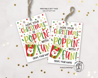 Christmas Popcorn Gift Tags: "Hope Your Christmas is Poppin'" (Printable)