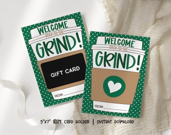 Printable Back to School Gift Card Holder, Welcome Back to the Grind, First Day of School Teacher Coffee Gift Card