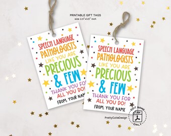 Speech Language Pathologist Day Gift Tag Printable, SLP Appreciation Tags, Thank You Tags for Therapists, Rainbow PDF for Instant Download