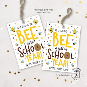 Etichette regalo per il ritorno a scuola a tema ape: etichette stampabili per sacchetti regalo (download PDF)