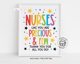 Nurses Week Sign Printable, Thank You Nurse Poster, Nurse Appreciation Wall Art, Nurses Like You Are Precious and Few, Instant Download