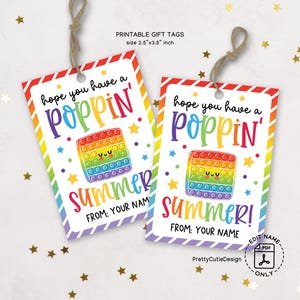 Espero que você tenha uma etiqueta de presente de verão incrível, etiquetas imprimíveis de brinquedo pop-it para o último dia de aula, etiquetas para sacolas de brindes de fim de ano para estudantes