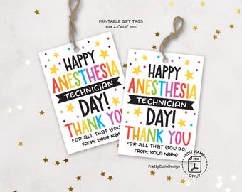 Anesthesia Technician Day Gift Tag, Printable Anesthesia Tech Appreciation Favor Tags, Happy Anesthesia Tech Day Thank You Card
