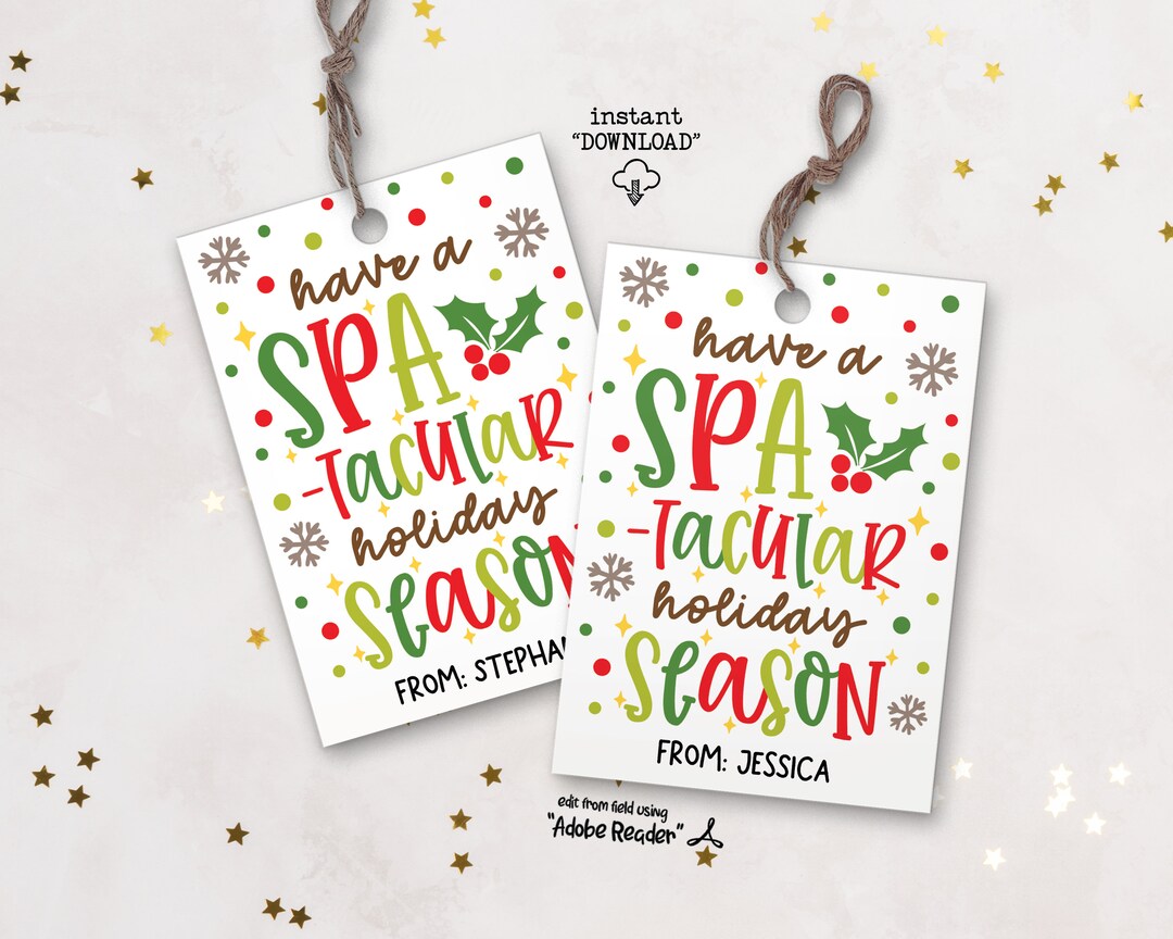 Christmas Spa Gift Tags, Printables Christmas Gift Tags, Spa-tacular ...