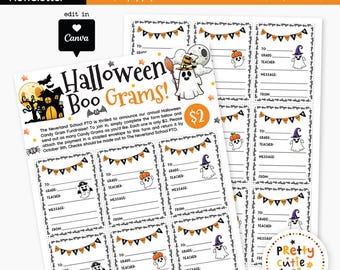 Halloween Candy Grams Printable, Boo Grams Template Editable in Canva, Halloween Fundraiser Flyer for School PTO, Digital Download