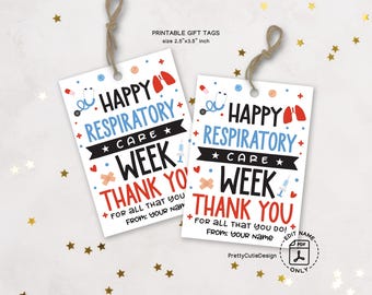 Respiratory Care Week Gift Tags Printable: Thank You Appreciation for RT Therapists