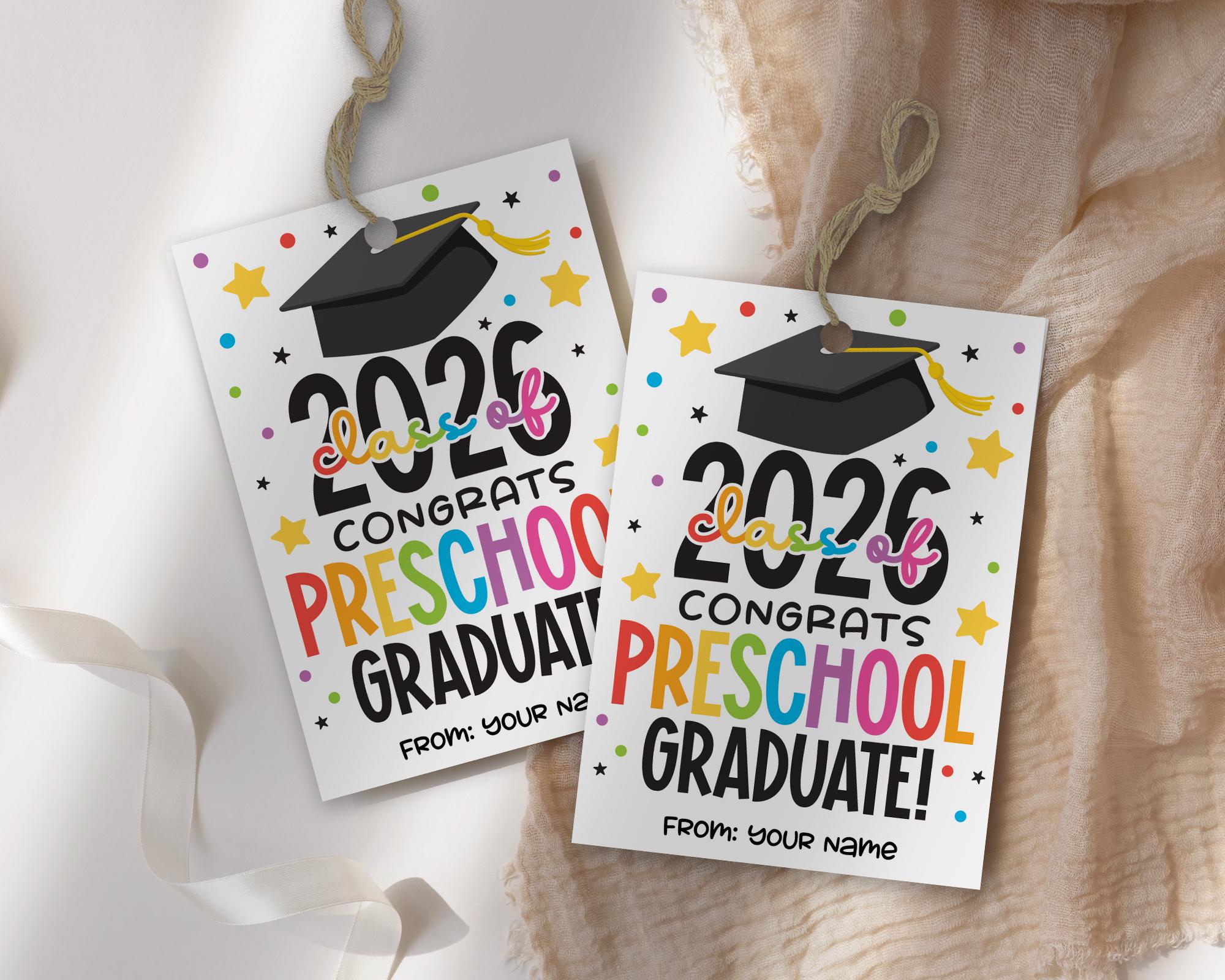 Preschool Graduation Gift Tags Printable, Congrats Graduate Party Favor ...