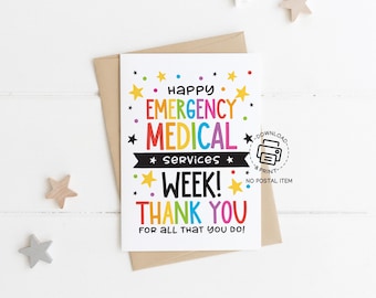 EMS Week Printable Card, Thank You Card for Emergency Medical Services, Appreciation Card for EMS Workers, Print at Home Instant Download