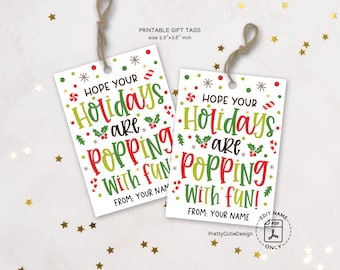 Christmas Popcorn Tag, Poppin Holiday Printable, Student Teacher Gift, Classroom Party Favor