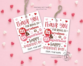 Marvelous And Magnificent Valentines Day Chocolate Gift Tag, Classroom Valentines Favor Tag, Valentine Candy Tag Teacher Staff Appreciation