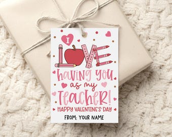 Teacher Valentine Gift Tag, Love Classroom Theme, Student Appreciation Treat Topper, Digital Download