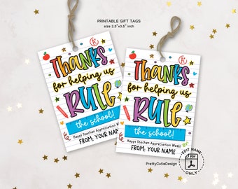Teacher Appreciation Week Gift Tags Printable, school supplies teacher gift tags, teacher thank you tags, staff appreciation favor tags