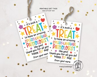 Speech Language Pathologist Gift Tag, Rainbow SLP Day Printable, Appreciation Treat Tag for SLPs, Instant Download Thank You Label