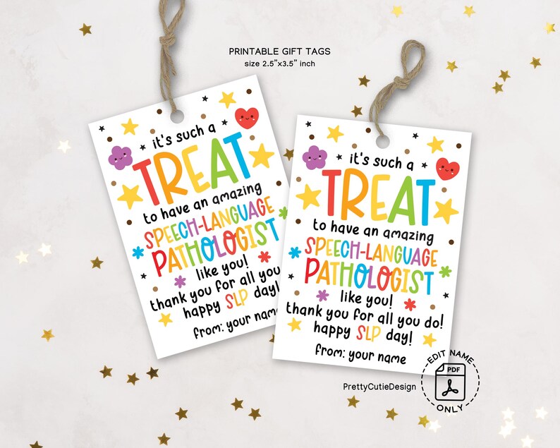 Rainbow SLP Gift Tag: Speech Language Pathologist Appreciation (digital ...
