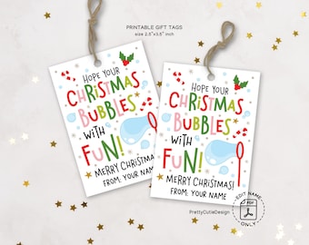 Christmas Gift Tags, Bubbles With Fun Printable, Kids Treat Bag Labels