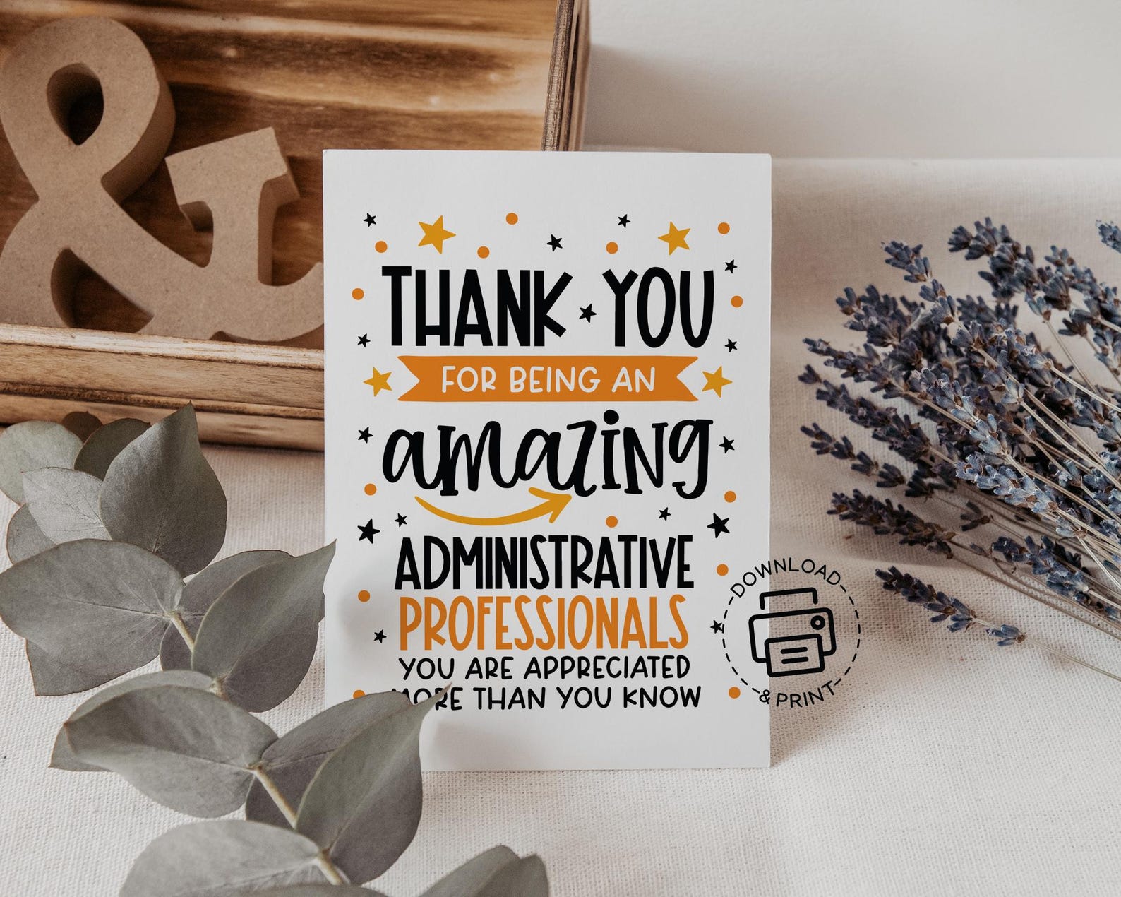Administrative Professionals Day Card, Printable Office Thank You Card ...