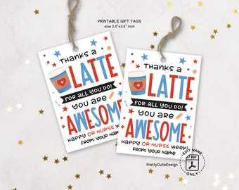 Printable Operating Room Nurse Gift Tags, Happy Operating Room Nurse Appreciation Gift Tags, Thank You Coffee Favor Tags, Nurse Treat Tags