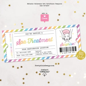 Chèque-cadeau soin spa, modèle de chèque-cadeau spa, chèque-cadeau, bon cadeau massage, billets surprise journée spa pour elle