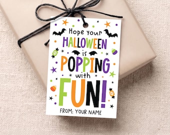 Printable Halloween Treat Tag, Popping with Fun Gift Card for Classmate, Candy Bag Favor in Classroom, Cute Spooky Digital Download