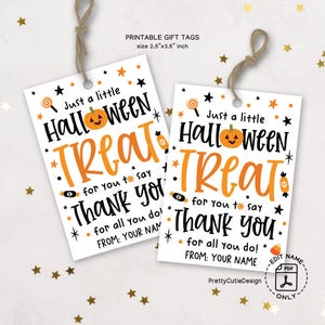 Halloween Treat Gift Tags: Printable Thank You Tags (Digital Download)