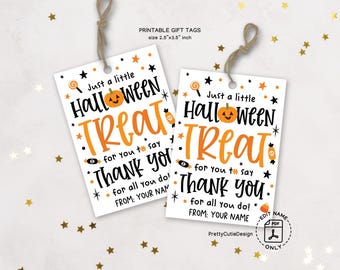 Halloween Treat Gift Tags: Printable Thank You Tags (Digital Download)