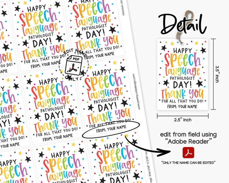 Rainbow SLP Appreciation Gift Tags: Speech Language Pathologist Day ...