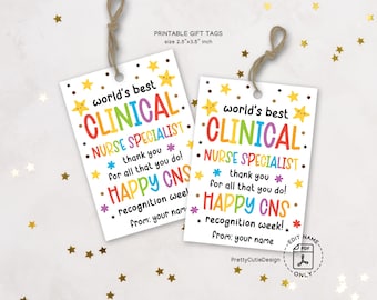 Clinical Nurse Specialist Gift Tags: CNS Appreciation Week Printable (PDF Download