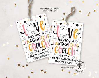 Printable Halloween Gift Tags, Faboolous Coach Appreciation Tags, Halloween Treat Tags for Coaches, Fun Halloween Gift for Sports Coaches