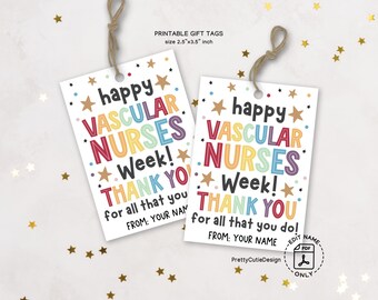 Vascular Nurses Week Gift Tag Printable: Nurse Appreciation Favor Tags (Digital Download)